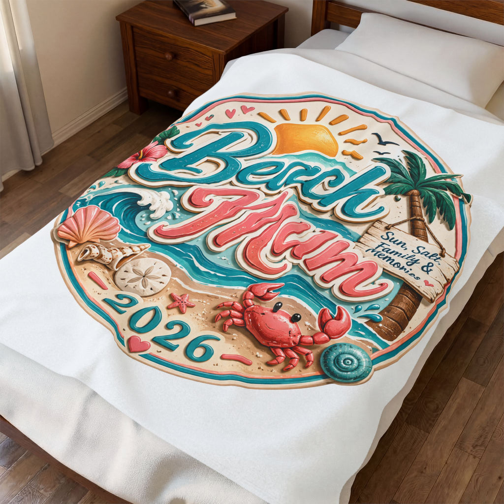 Beach Mum 2026 Velveteen Plush Blanket – Sun, Salt & Family Memories